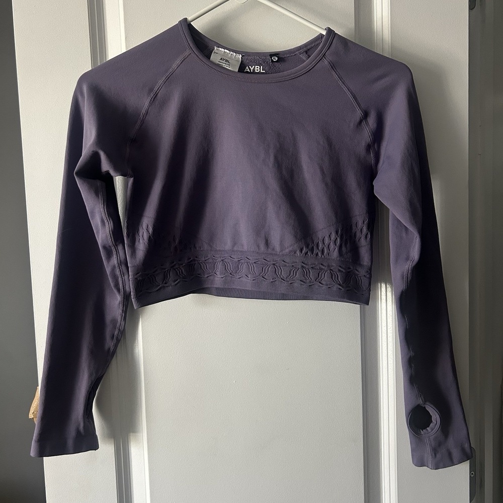 AYBL Womens Core Long Sleeve Athletic Crop Top  Purple Size M Medium